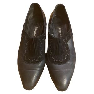 Vintage 90’s black leather suede western booties